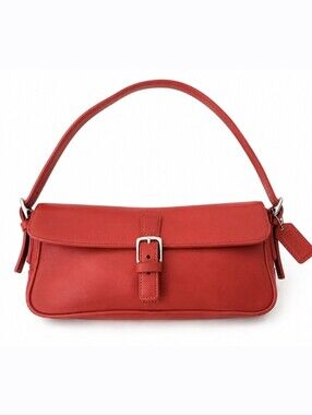 Vintage Coach Leather Hampton Bright Red Shoulder Bag